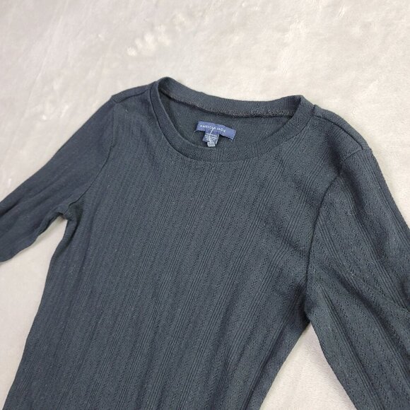 American Eagle Black Perforated Circle Women's Longsleeve Top | Size XS - Picture 2 of 7